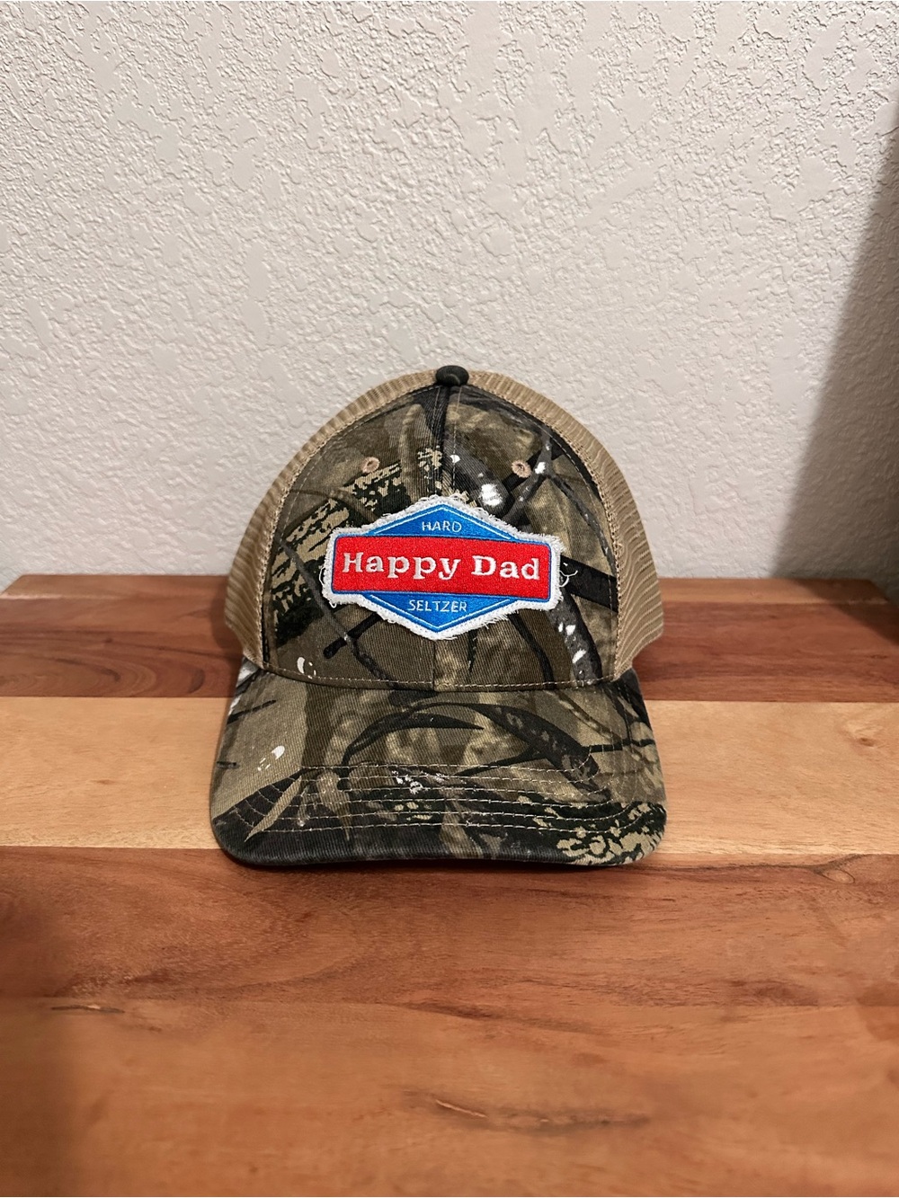 Happy Dad Hard Seltzer Camo Trucker Hunting SnapBack Hat NWT